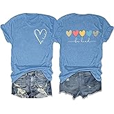 Be Kind Shirt Women Heart Leopard Printed Teacher T-Shirt Cute Kindness Graphic Motivational T Shirt Tops