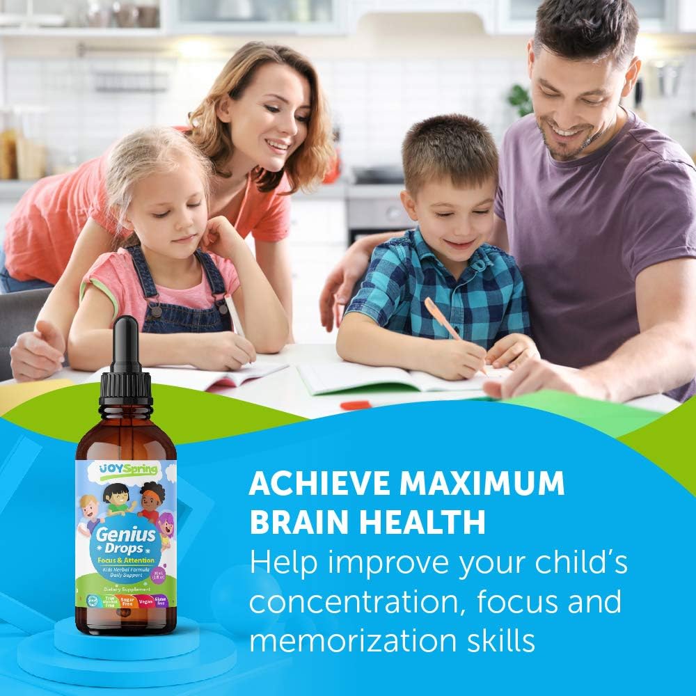 Best Natural Focus Supplement for Kids, Supports Healthy Brain Function to Improve Concentration & Attention for School, Great Tasting Liquid Calming Supplement, Made from 100% Herbs: Health & Personal Care