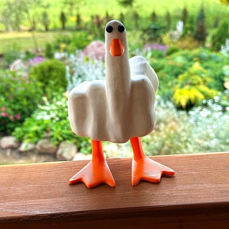 FASBET Funny Middle Finger Duck Office Desk Decorations Middle Finger Duck Figurine Middle Finger Decoration Office Accessories Desk Decor Home Funny Ornaments Garden Statue Decorations