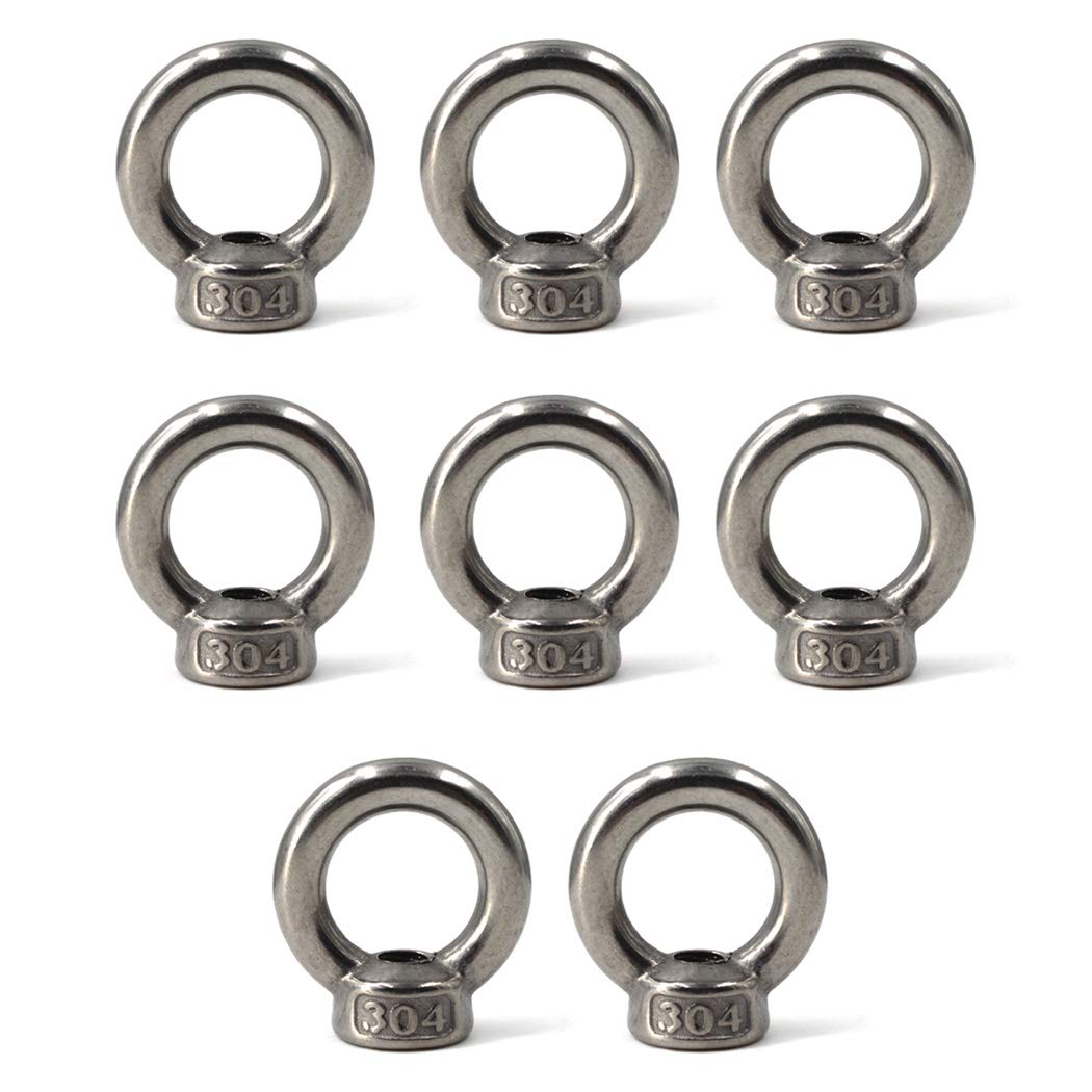 M6 Ring Shape Lifting Eye Nut 304 Stainless Steel Threaded Nut Fastener-8 Pack