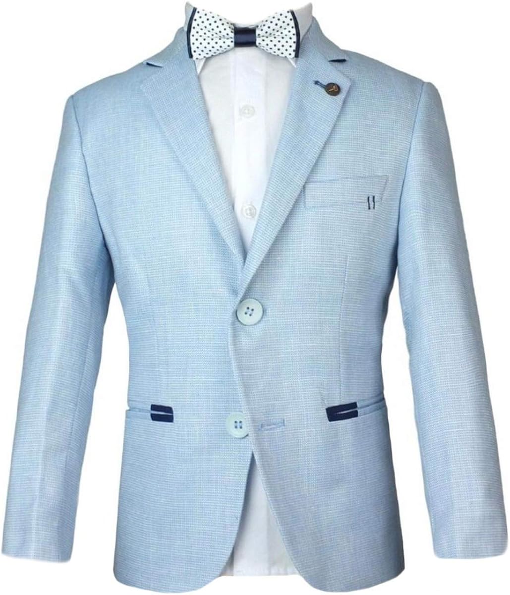 Sirri Blazer für Jungen, aus Leinen, für formelle Anlässe, Eisblau Gr