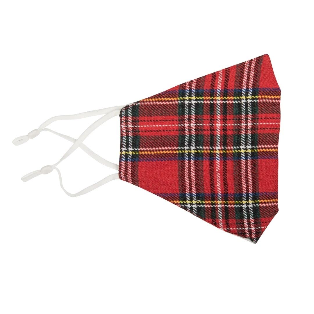 Tartan Face Mask, Washable Cotton, Reusable, Red/Green/Yellow