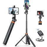 Newest iPhone Tripod Stand, EUCOS 62" Phone Tripod&Selfie Stick with Remote Shutter for Video Recording, Solidest Cell Phone