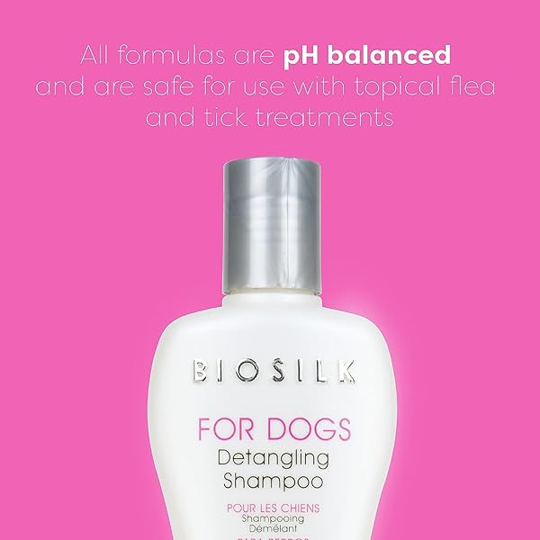 BIOSILK FOR DOGS SILK THERAPY MOISTURIZING DOG DETANGLING SHAMPOO – DOG MATTED HAIR DETANGLER CLEANS, MOISTURIZES, AND DETANGLES – DEMATTING SHAMPOO FOR DOGS, GROOMING SUPPLIES, 12 FL OZ