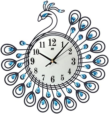 Luxury Diamond Peacock Wall Clock Metal Fashion Silent Wall Watch Home Decor Creative Large Wall Clock for Living Room