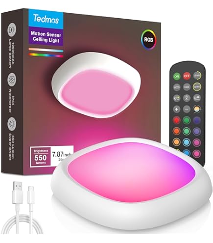 BIGMONAT Motion Sensor Light Battery Operated, Wireless Ceiling Light With Remote, Dimmable