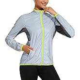 bpbtti Women's Lightweight Full Zip Windbreakers Reflective Jackets workout Tops For Spring/Autumn