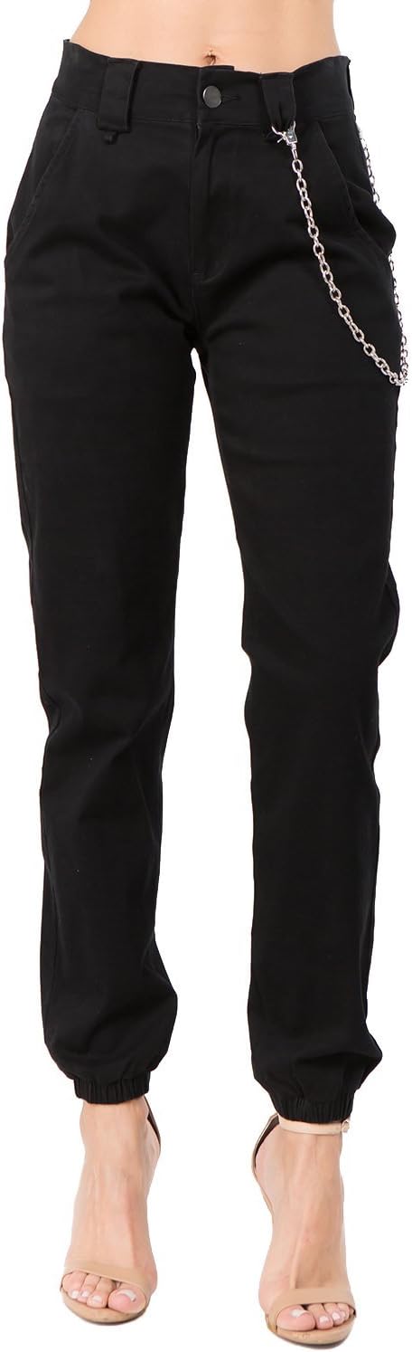 Women's High Waist Slim Fit Jogger Cargo Camo Pants for Women with Matching Belt