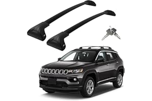 KOARIGO Roof Rack Cross Bars Compatible with Jeep Compass 2018-2024 (Only Fit Factory Flushed Side Rails), Adjustable Aluminum 300 LBS Anti-Theft Lock Cargo Carrier Rooftop Crossbar for Bike,Snowboard,Luggage