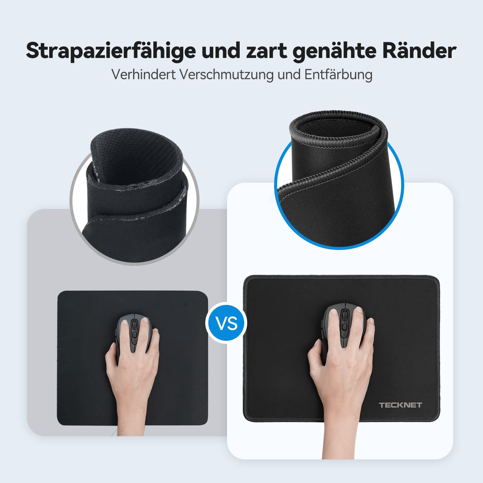 TECKNET Mauspad, 280 x 210 mm Gaming Mousepad mit Wasserdicht und Rutschfester Gummi für PC-Büro, Arbeit, Gaming, Studium, Laptop, Computer, Zuhause-Schwarz 2