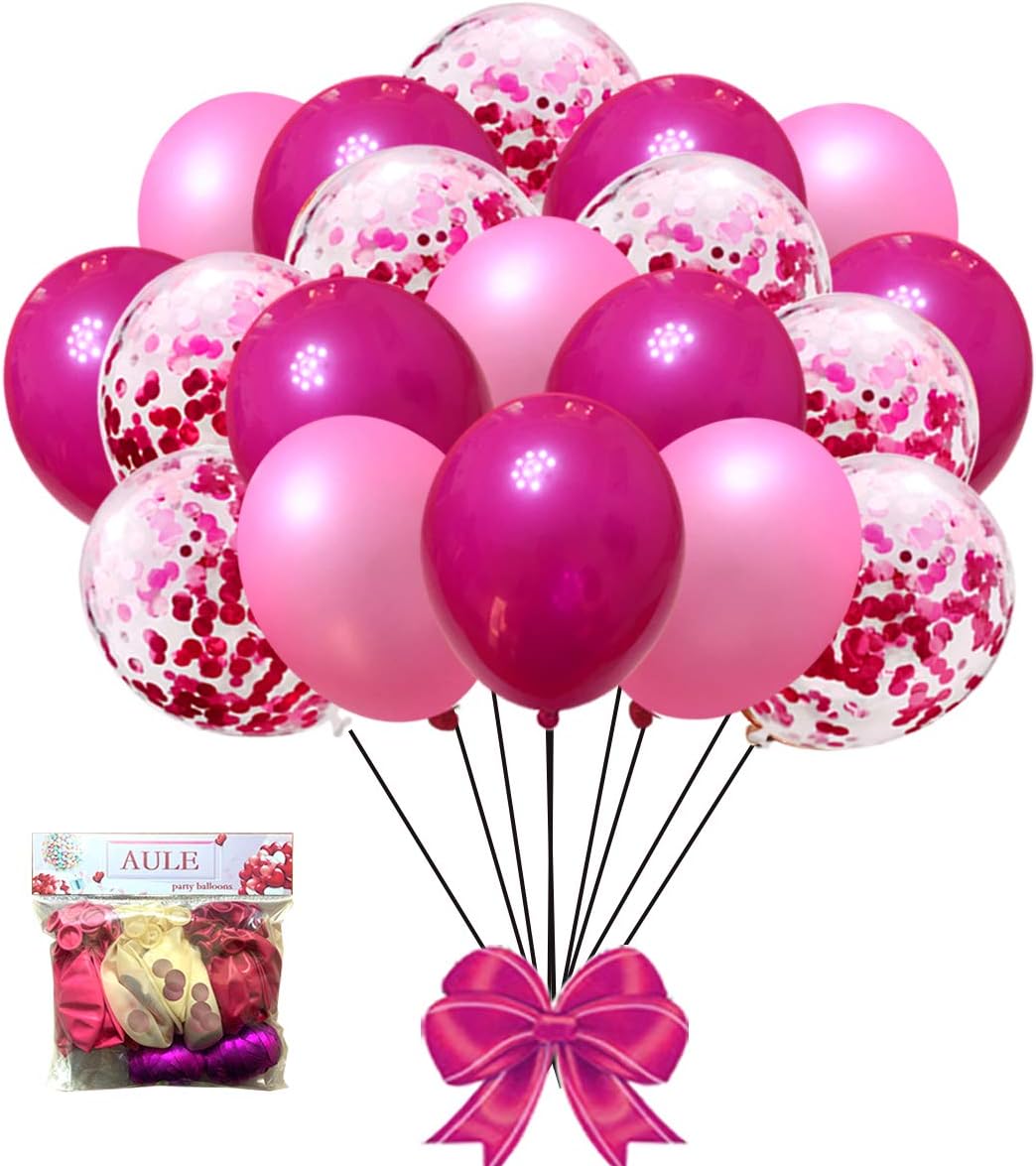 AULE Hot Pink and Baby Pink Balloons 12 inch Premium Latex