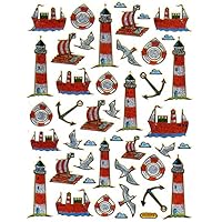 Lighthouse Boat sticker decal Metallic Glitter 1 sheet Dimensions: 13.5 cm x 10 cm