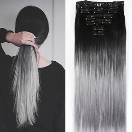 Neverland Beauty 7 Tressen Haarverlangerung Glatt Clip In Ombre Extensions Haarverdichtung Licht Auburn Naturliche Schwarz Si
