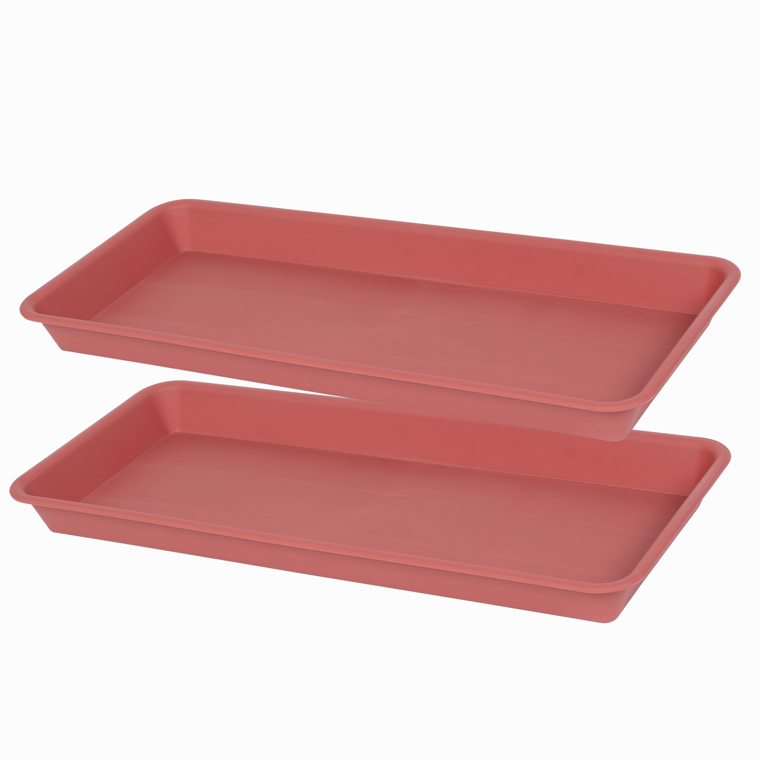 Photo 1 of VUWEZ 2 Pack Plastic Plant Saucer, Rectangular, Indoors Outdoor, Water Drip Tray for Flower Pot, Windowsill (6.5 X 13 Inch, Black)