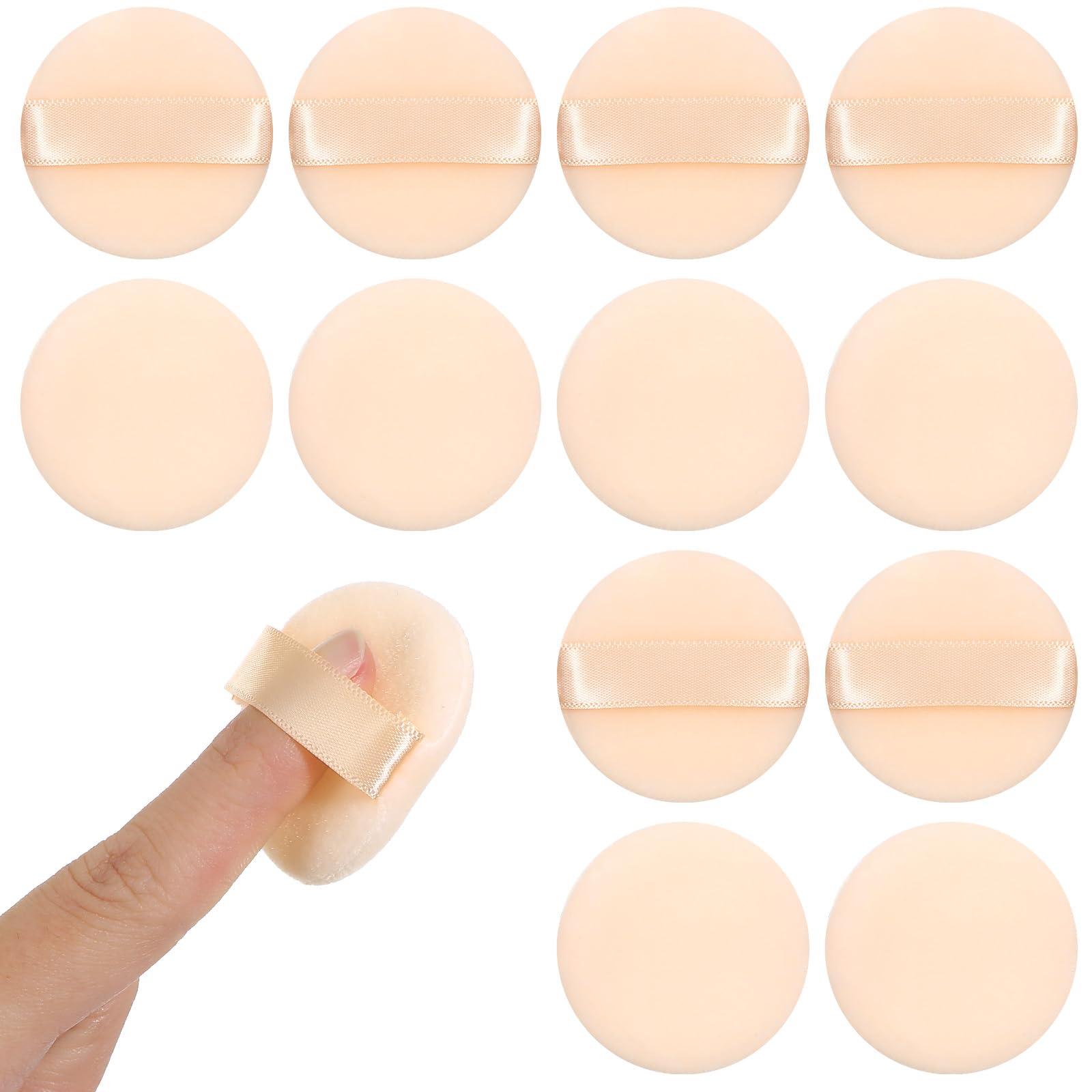 Photo 1 of 12 PCS Soft Microfiber Small Powder Puff, 1.5 Inches Small Powder Puff Mini Washable Powder Pact Makeup Sponges Finger-Sized for Women Face Beauty Blender Sponge (Skin Color)