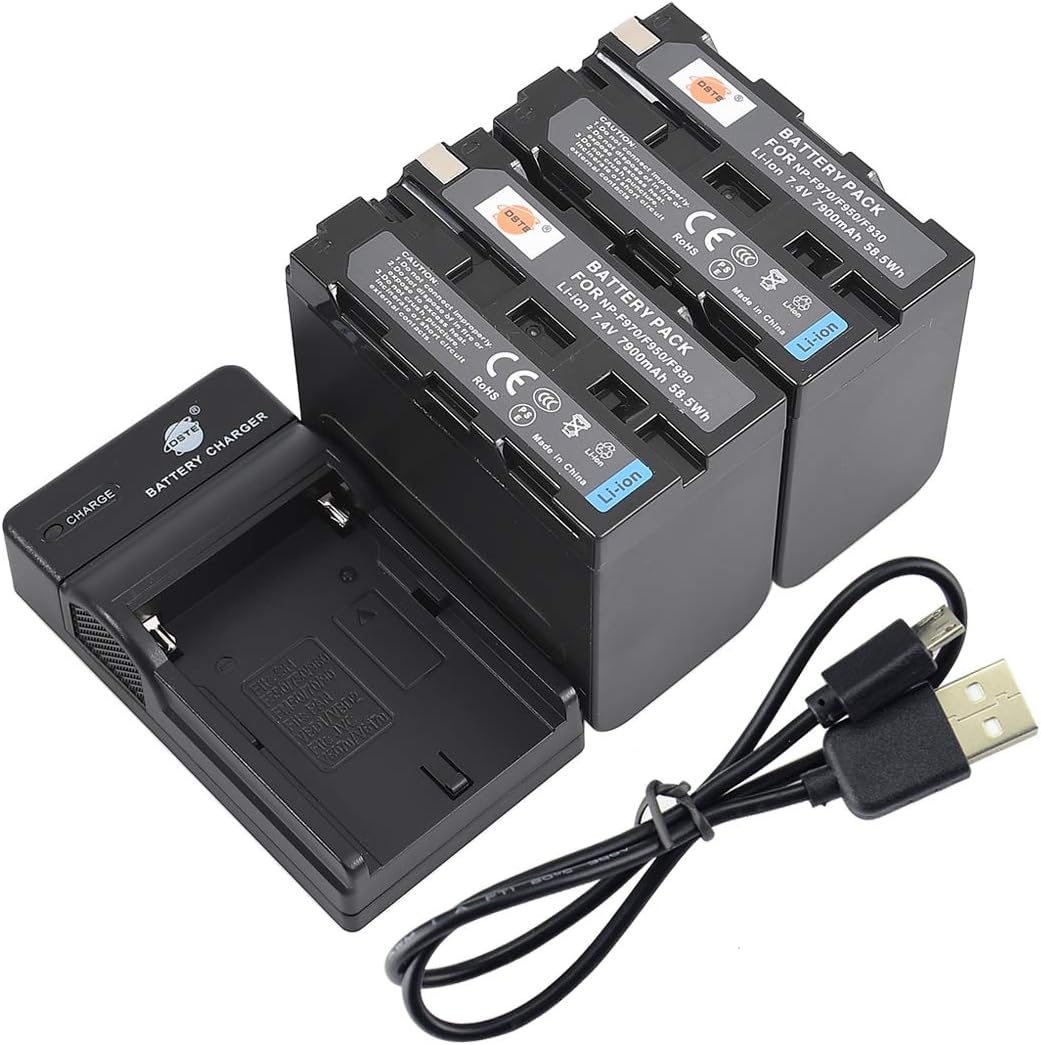 DSTE NP-F970 NP-F950 Camera Battery (2-pack) and Charger Compatible with Sony CCD-TR500, CCD-TR511E, CCD-TR512E, CCD-TR515E