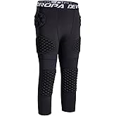 DEVOROPA Youth Boys 7 Pads Football Girdle with Cup Pocket 3/4 Compression Pants Knee Pads Integrated Hip Tailbone Thigh Pads