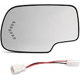 Driver Side Heated Mirror Glass Replacement for 2003-2007 Cadillac Escalade, Chevrolet Avalanche, Silverado, Suburban, Tahoe, GMC Sierra, Yukon - Exterior Side View Convex Mirror with Turn Signal
