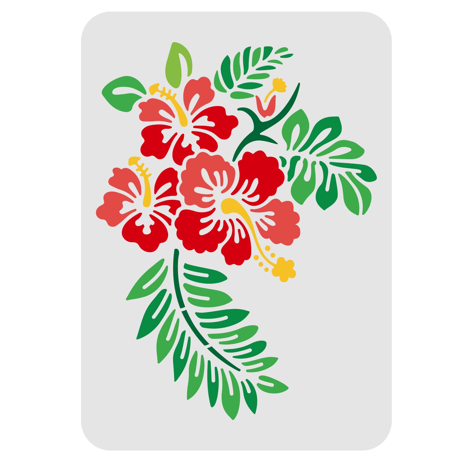 FINGERINSPIRE Flowers Leaf Stencil A4 Size Hawaii Hibiscus Flower Rectangular Reusable DIY Template for Walls and Crafts (Plastic)