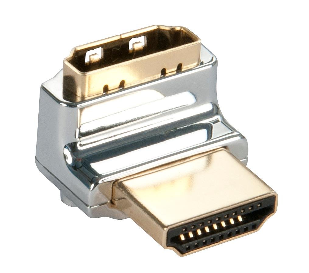 Lindy CROMO HDMI Male to HDMI Female 90 Degree Right Angle Adapter - Up, Chrome