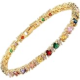 RIZILIA Eternity Tennis Bracelet & Round Cut CZ in Yellow Gold Plated, 7"