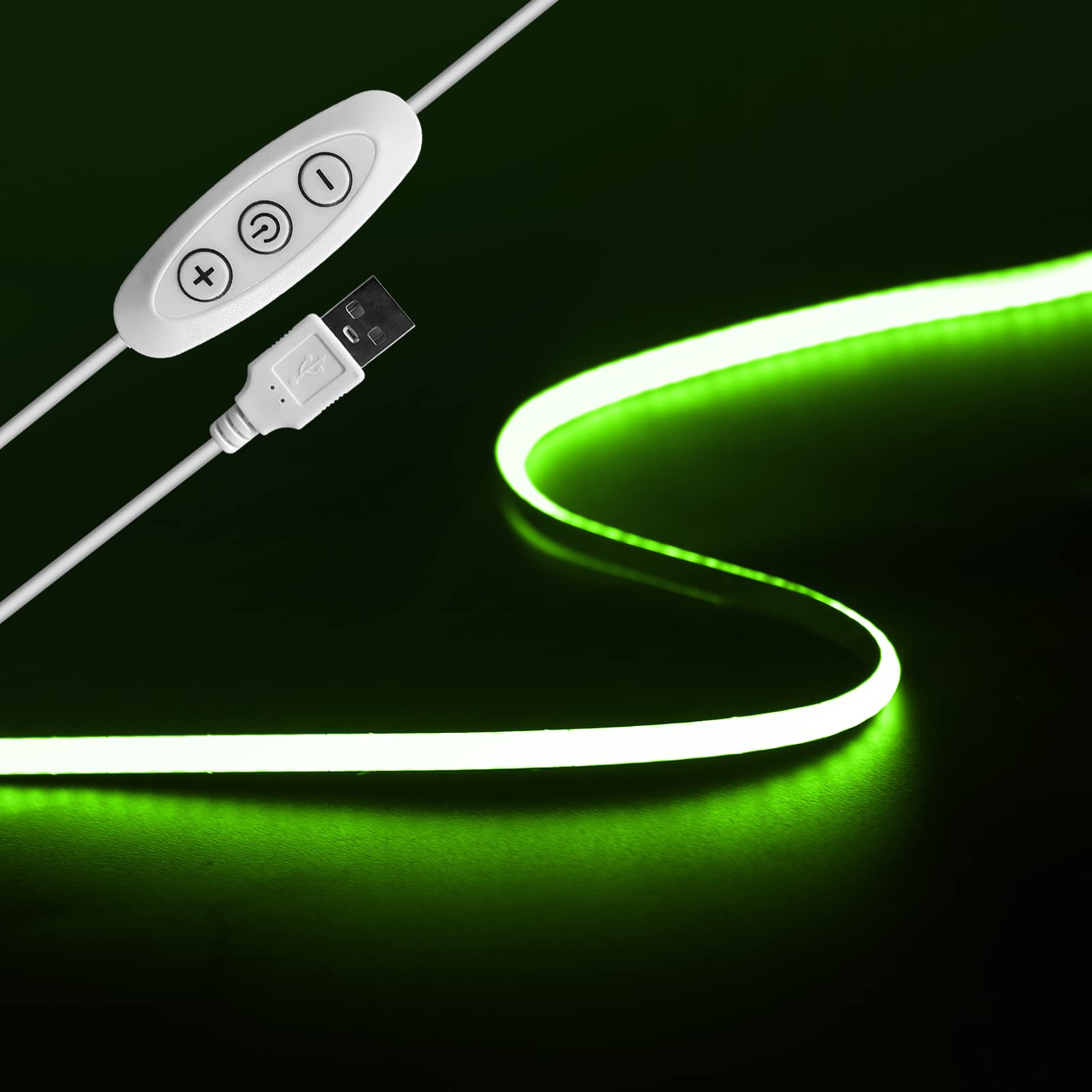 Tayire USB 2m 5V COB LED Strip Light 960LEDs Dimmable LED Tape CRI90+ 8mm Width Flexible TV Backlight, Kitchen Under Counter/Cabinet/Wardrobe/Cupboard/Stairs Step Light (Green, 4mm)