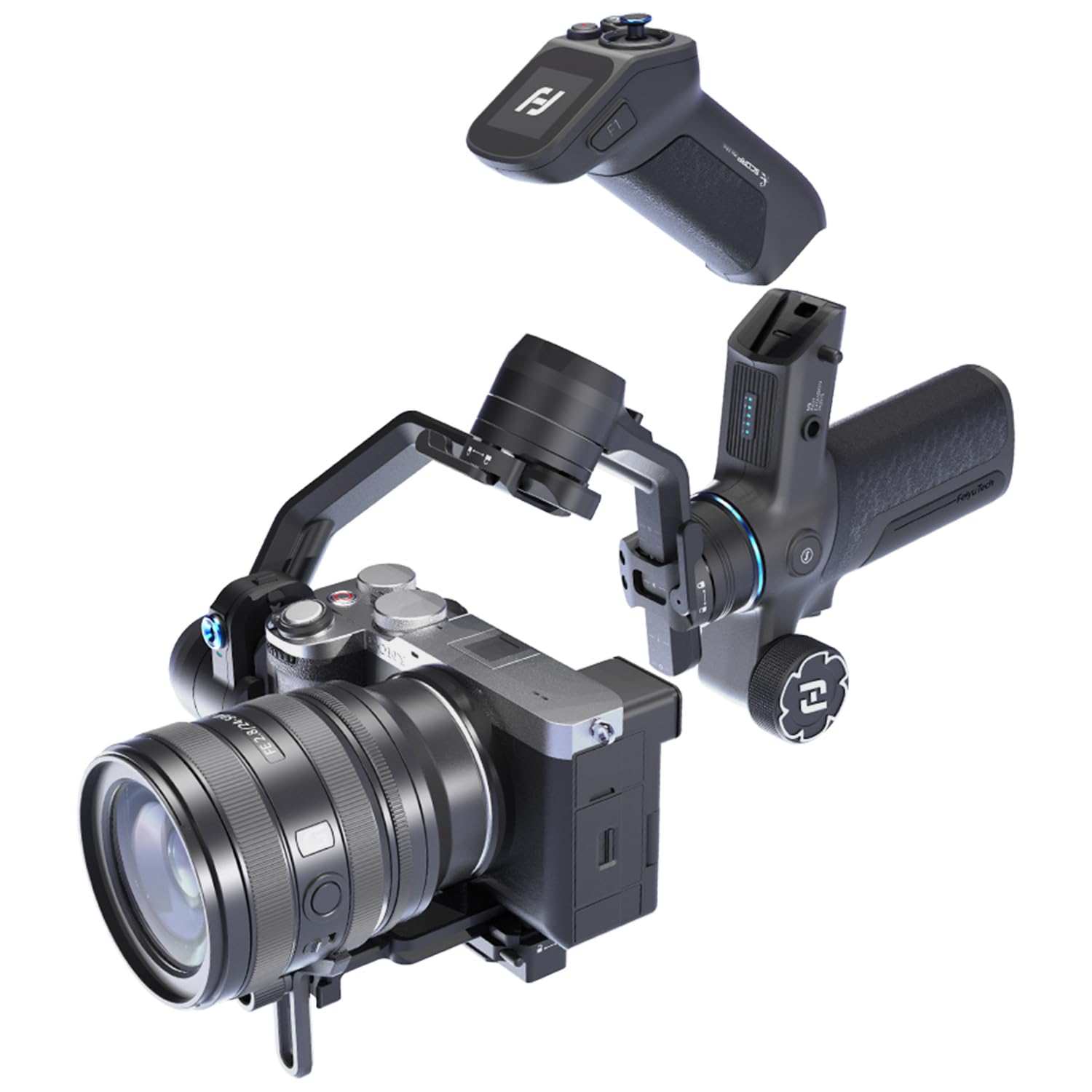 Photo 1 of FeiyuTech SCORP Mini 3 Pro All-in-One 3-Axis Gimbal Stabilizer for Camera, Smartphone & Action Cam | Built-in AI Tracking Sensor, Detachable Remote Handle, Vertical Shooting Compatible