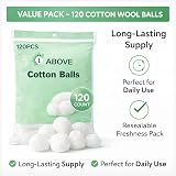 1ABOVE Pack of 120 Cotton Wool Balls Super Soft 100% Pure Cotton view 2