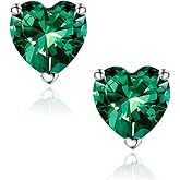 SMILEST Gifts for Her - 925 Sterling Silver Birthstone Earrings Dainty Heart Earrings Anniversary Birthday Gifts for Women Mom Wife Girlfriend Daughter