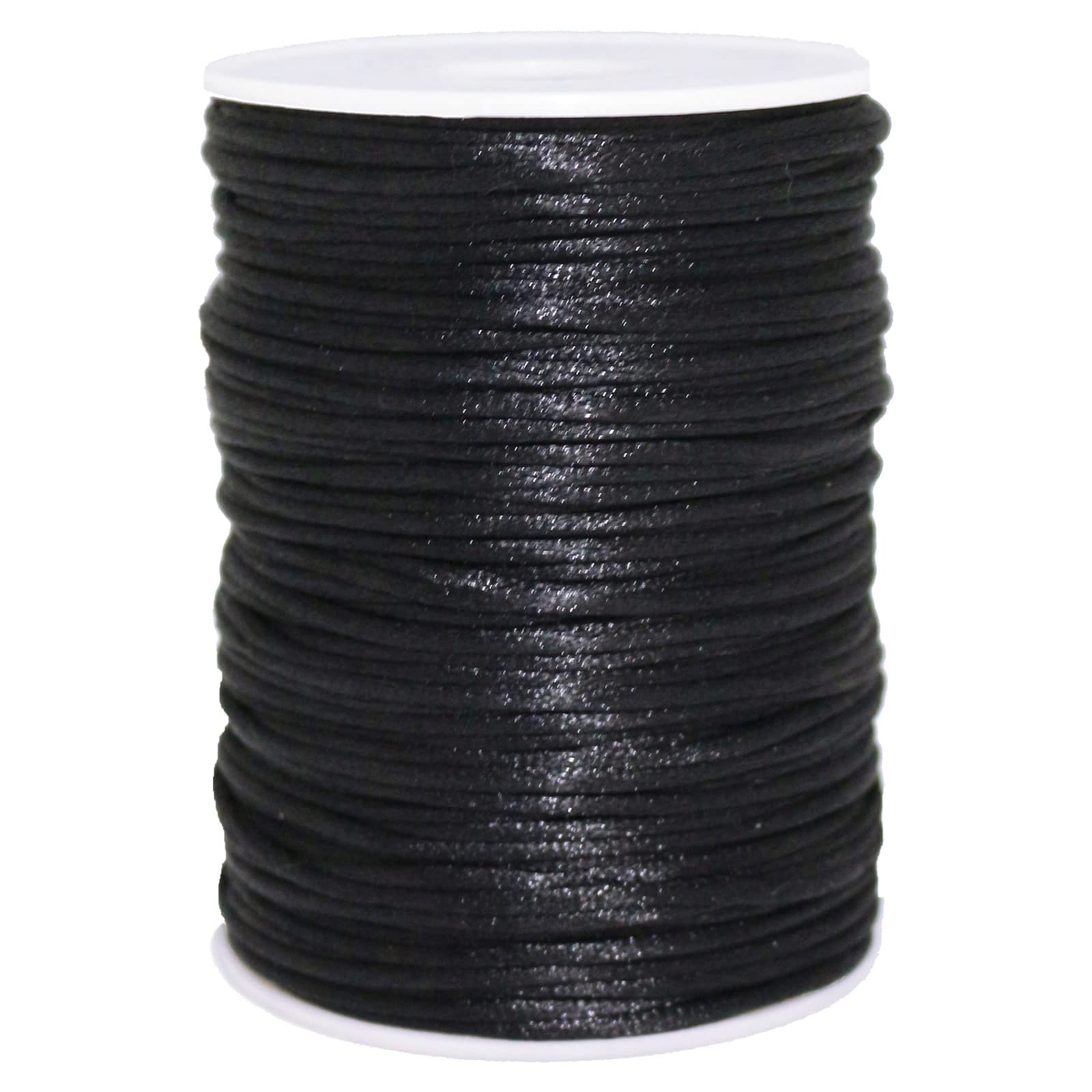 FQTANJU 2mm x 100 Yards Premium Quality Rattail Nylon Satin Cord Roll, Kumihimo Rattail,Chinese Knot, (Black)