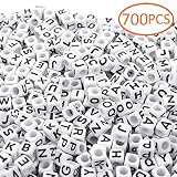 700PCS White Letter Cube Beads for Jewelry Making DIY Necklace Bracelet (6mm)