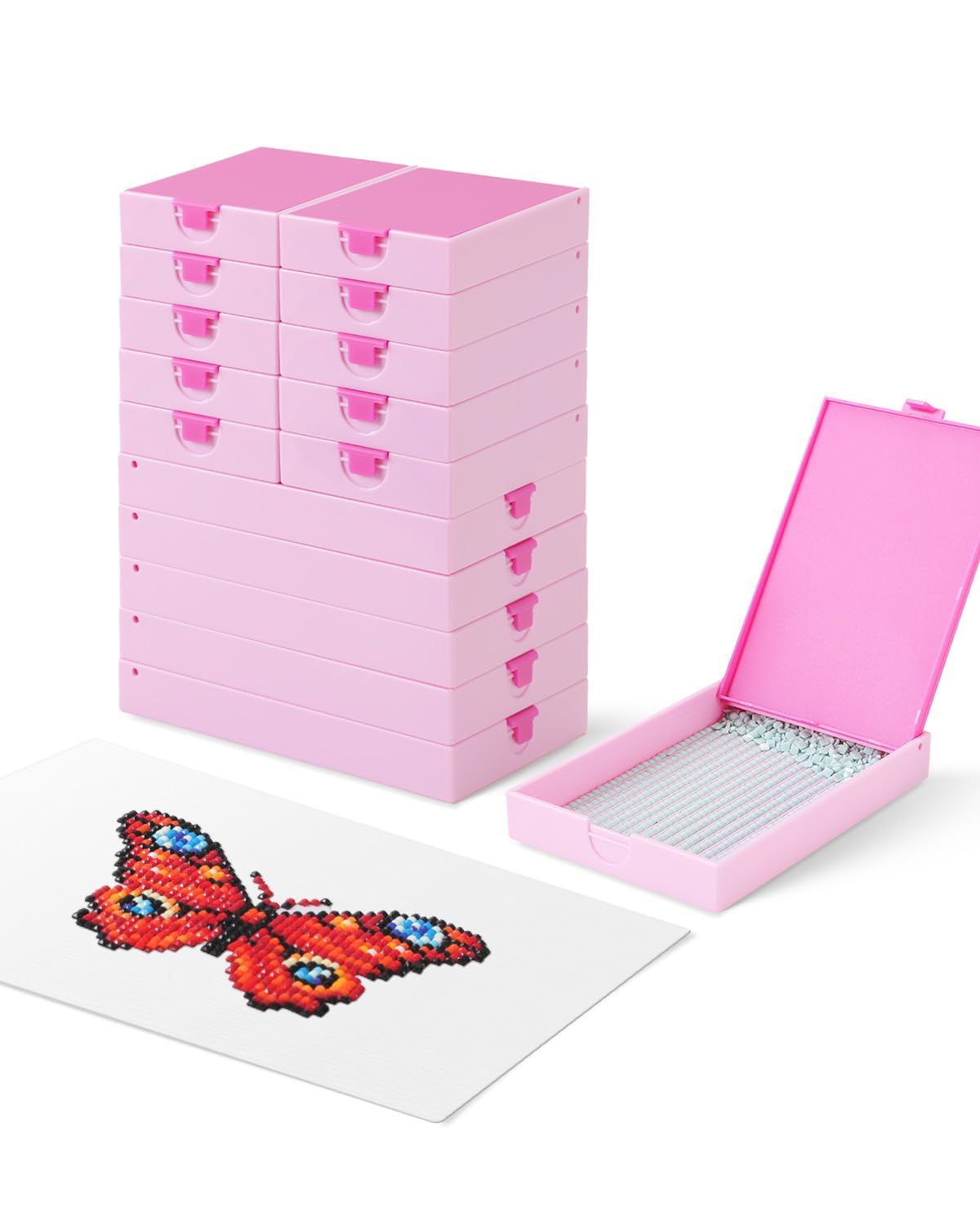 Photo 1 of CATEARED Trabricks 15-Piece Diamond Art Storage Trays Set, 2-in-1 Anti-Spill Storage Box & Anti Static Painting Tools, Diamond Painting Accessories for Large/Small Diamond Art Kits