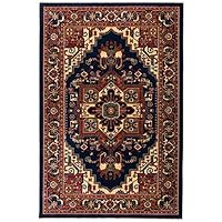 Antep Rugs Oriental Wave Collection Tabriz Polypropylene Area Rug (Navy/Ivory, 5