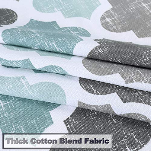 CAROMIO Fabric Shower Curtain 84 Inch Long, Geometric Quatrefoil Pattern Poly-Cotton Farmhouse Shower Curtain Extra Long, Aqua/Mint/Grey, 72x84 Inches