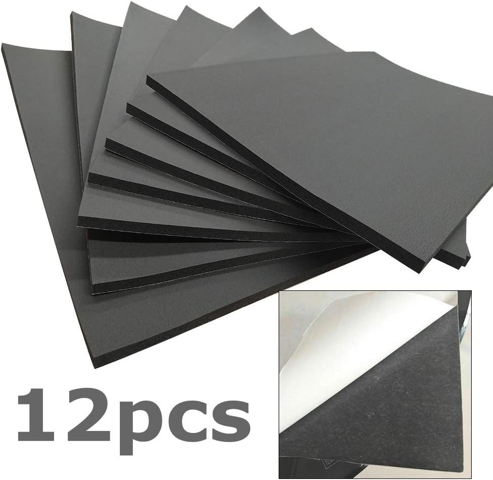 Panana Car Van Sound Proofing Deadening Vehicle Insulation Closed Cell Foam Sheets with Adhesive Backing 50x30cm,12 Sheets