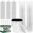 LAUCO Disposable Paint Spray Gun Cups Liners and Lid System 50 Cup Liners, 50 Lids, 1 Hard Cup w/Retainer Ring and 20 Plugs - Compatible w/Original 1.0 System (not 2.0) (200ml | 6oz | 125 Micron)