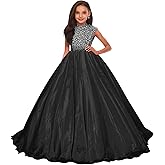 Sejanu Pageant Dresses for Girls Puffy Tulle Flower Girl Dress Rhinestones Birthday Party Ball Gowns for Wedding