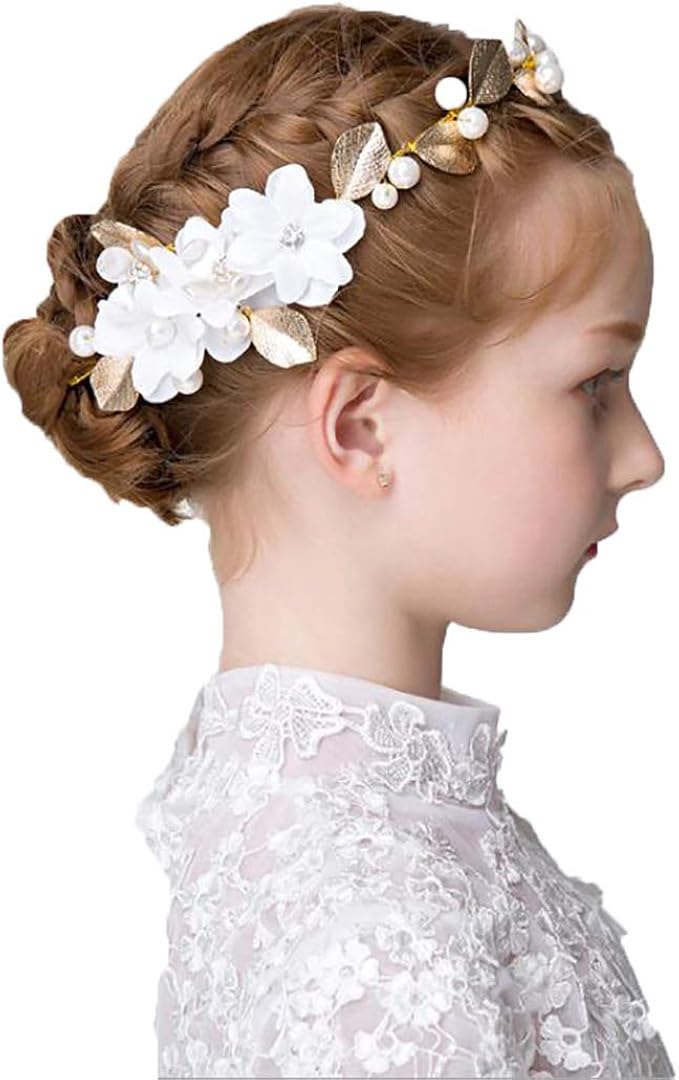 Amazon Com Campsis White Flower Princess Headpiece Cute Bride