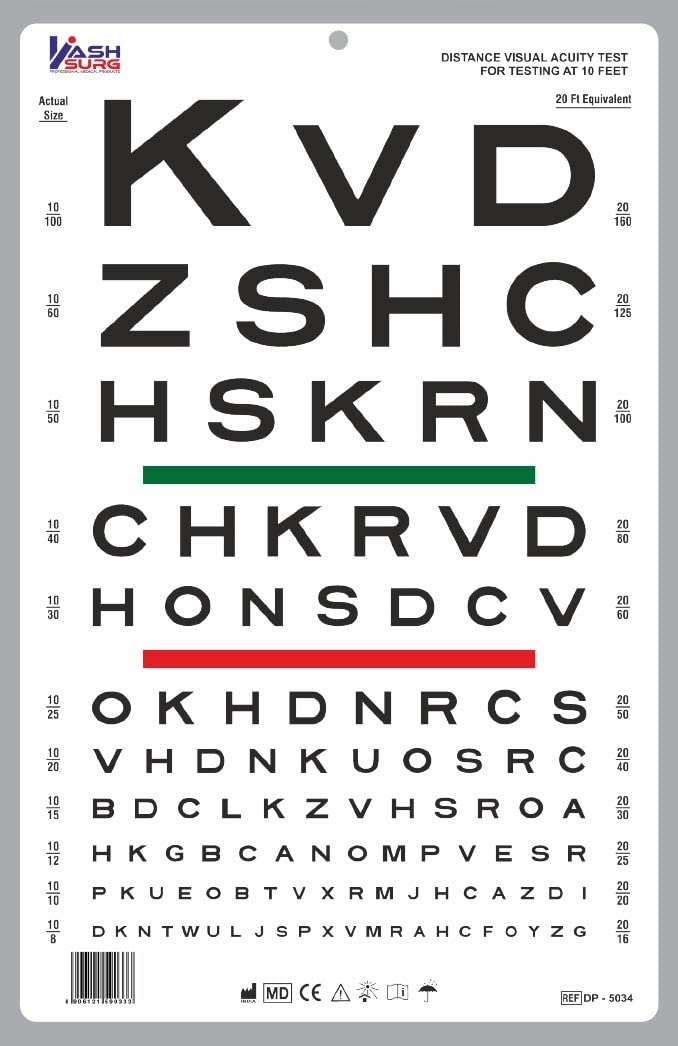 Photo 1 of KSIPL Snellen Visual Acuity Eye Chart for 10 Feet 14 x 9 Inches