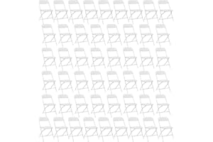 susici 50 Pack White Plastic Folding Chairs, Portable Party Chairs, Stackable Commercial Seats with Steel Frame for Home Office Wedding Party Indoor Outdoor Events Chairs, 350lbs Capacity