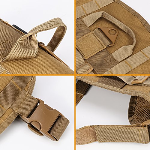 IronSeals Tactical Dog Training Vest K9 Molle Compact Service Dog Harness Nylon Mesh Dog Training Hunting Clothes for Training Hiking Outdoor Sports