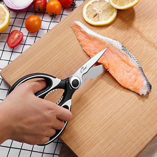 Kitchen Scissors Stainless-Steel Multi-Purpose Heavy-Duty Dishwasher Safe Scissors for Cutting Chicken, Poultry, Seafood, Meat, Vegetables, Herbs, Food and Gaden - Black
