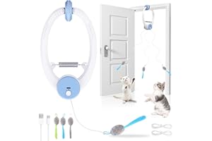 Wortade Interactive Cat Toys for Indoor Cats, Automatic Electric Flying Bird Feather Wand Toy, Best Kitten & Adult Cat Enrichment Toy Hanging Electric Kitty Toys for Bored Cats, Light Blue