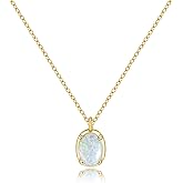 Fimewon Pendant Necklace for Women Dainty Opal Necklace Non Tarnish Gifts for Her Mom Wife Friend 16"+2" Inches