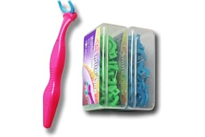 T.Smile Kids Evolutionary Clean Dental Flosser Kit, Child-Sized Handle & Refills, Fluoride Free, for Ages 3+ (Red Handle + 12