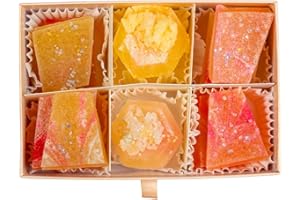 Silky Gem - Edible Crystal Candy, 8-10 Clusters, Peach Flavored Moonstone, Kohakutou, Edible Gem, Vegan, Gluten Free, ASMR
