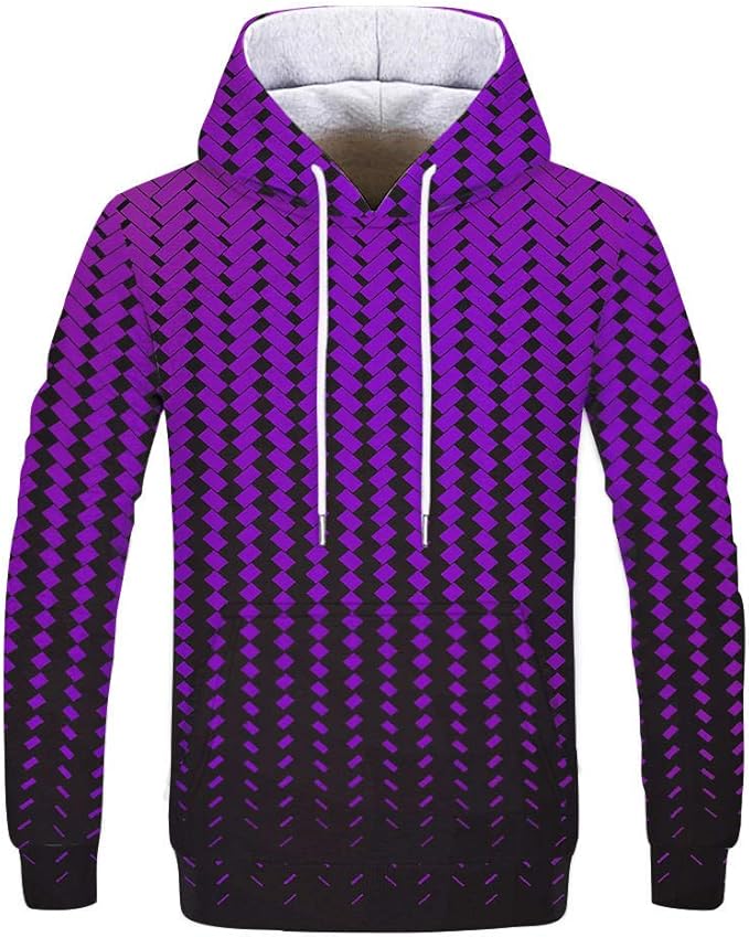 Men'S Hoodie Sweatshirt Harajuku Men And Women 3D Square Black And