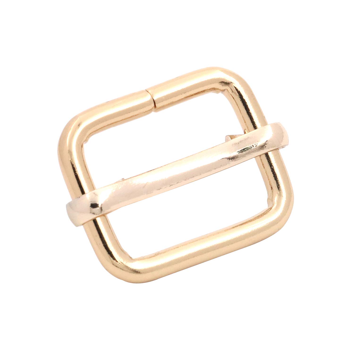 Wuuycoky Light Golden 1" Inner Length Flat Metal Sliding Bar Tri-Glides Wire-Formed Roller Pin Buckles Slider Pack of 15