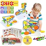 ETI Toys | STEM Learning | 192 Piece Jumbo Gears Set with Resizeable Interlocking Chain, Connector Pieces and 2 Pegboards; Build Endless Designs! Best Gift, Toy for 3, 4, 5 Year Old Boys and Girls.