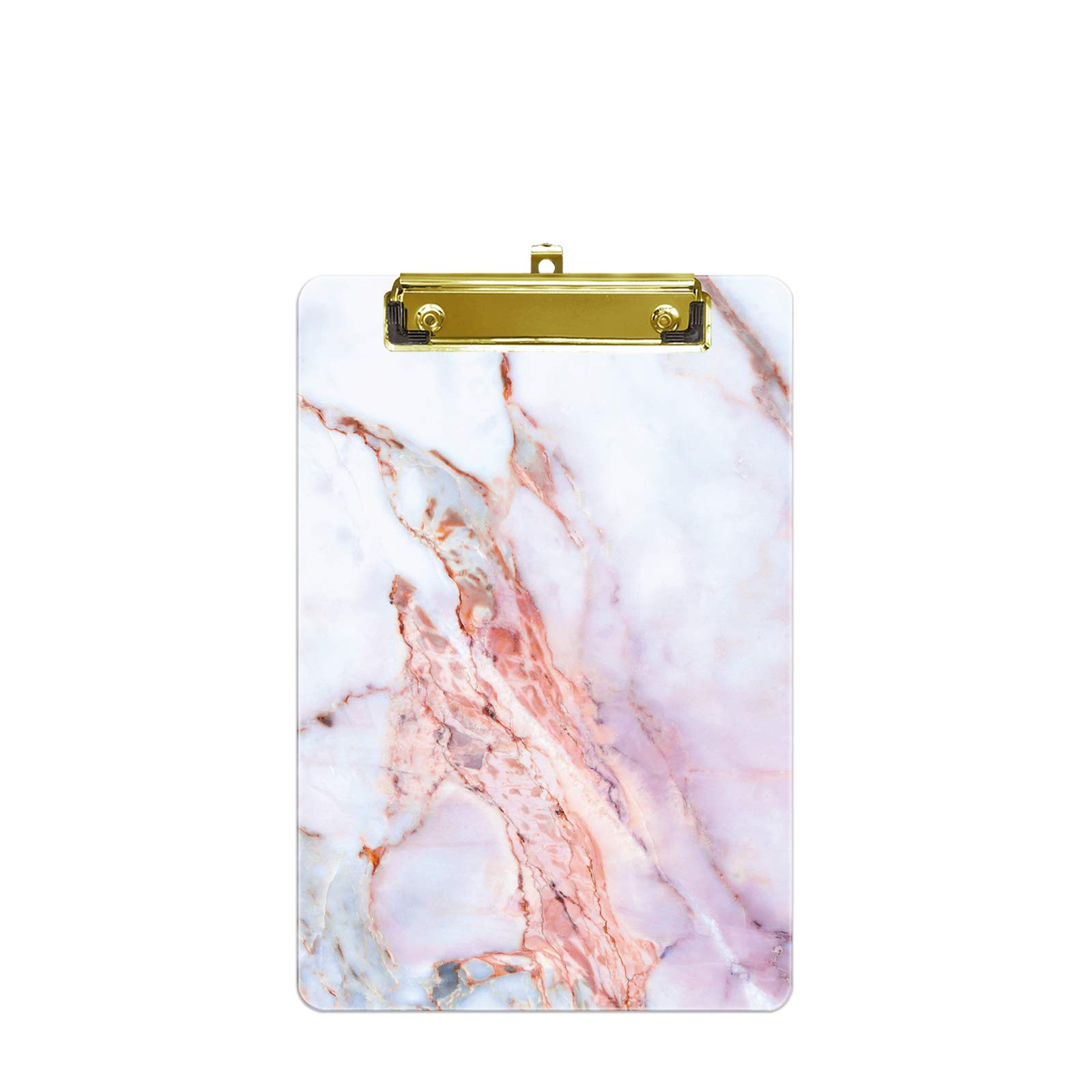 Hnogri Small Plastic Clipboard, Fashion Design A5 Size Memo Clipboards for Students, Kid, Women, Office, School, Low Profile Clip, Cute Custom Pattern, Mini Clipboard Size 6" x 9", Crack Marble — image 1